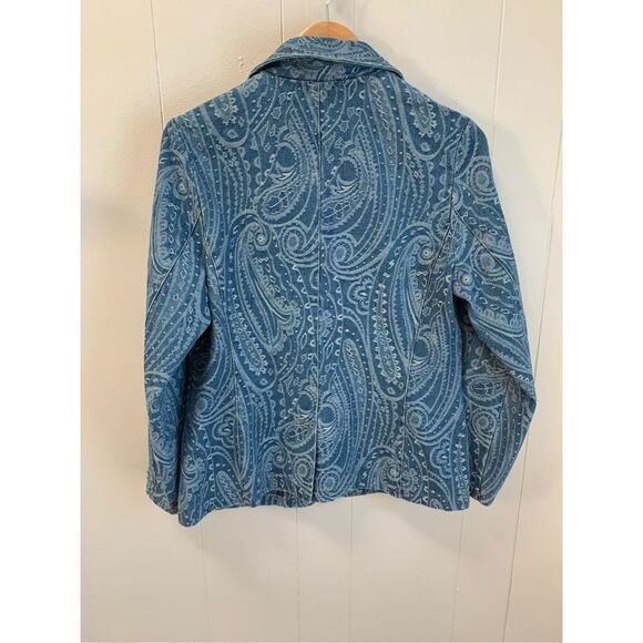Solitaire Paisley Denim Jacket Size M - Picture 2 of 6